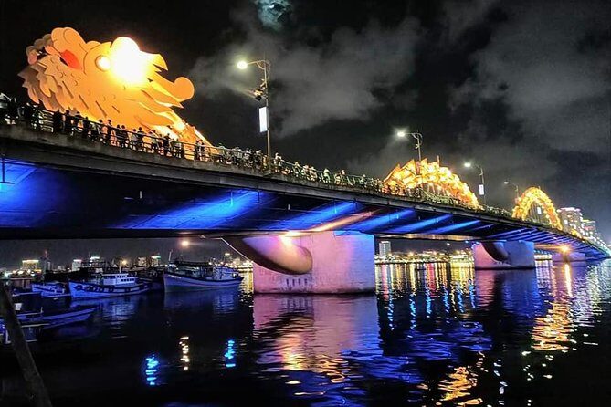DA NANG NIGHTLIFE Tour with MARBLE MOUNTAIN & LADY BUDDHA STATUE, DRAGON BRIDGE - Monkey Mountain views on the Son Tra Peninsula