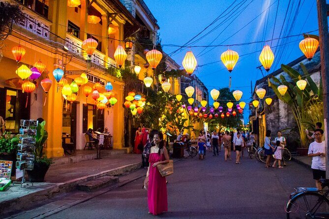 Marble Mountain - Hoi An Colour Lanterns & Night Market from DN - Hoi An Ancient Town after dark: lantern streets, Japanese Bridge, and the Hoai River walk